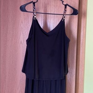 Black Jumpsuit with Gold Straps